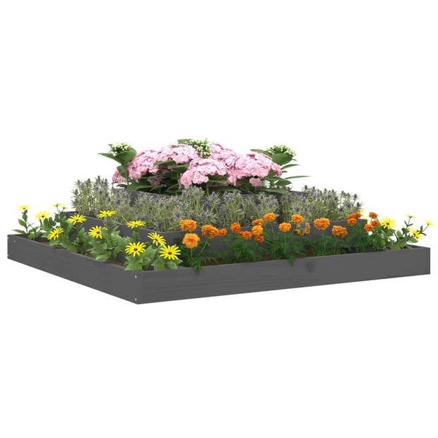 vidaXL Plantenbak 110x110x27 cm massief grenenhout grijs