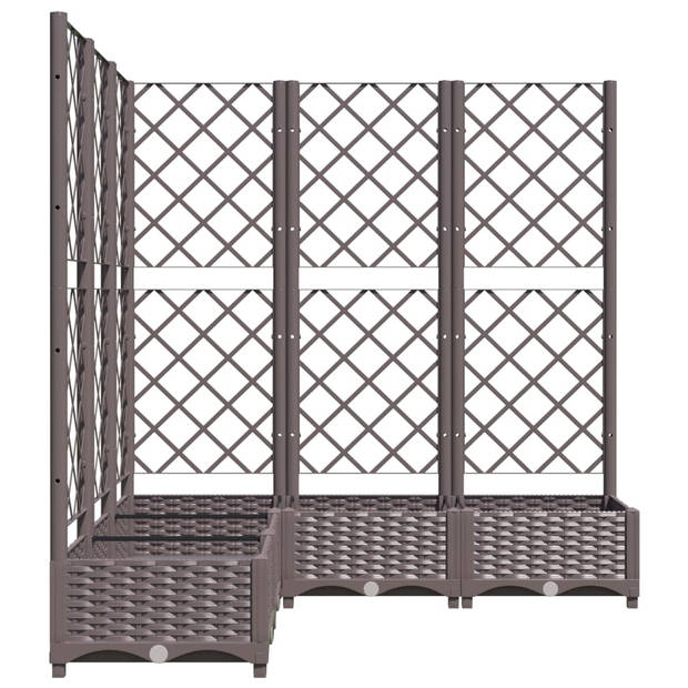 vidaXL Plantenbak met latwerk 120x120x121,5 cm polypropeen bruin