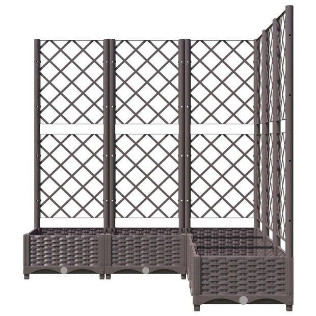 vidaXL Plantenbak met latwerk 120x120x121,5 cm polypropeen bruin