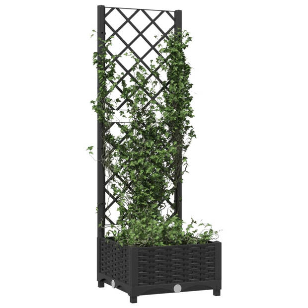 vidaXL Plantenbak met latwerk 40x40x121,5 cm polypropeen zwart