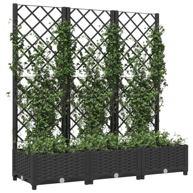 vidaXL Plantenbak met latwerk 120x40x121,5 cm polypropeen zwart