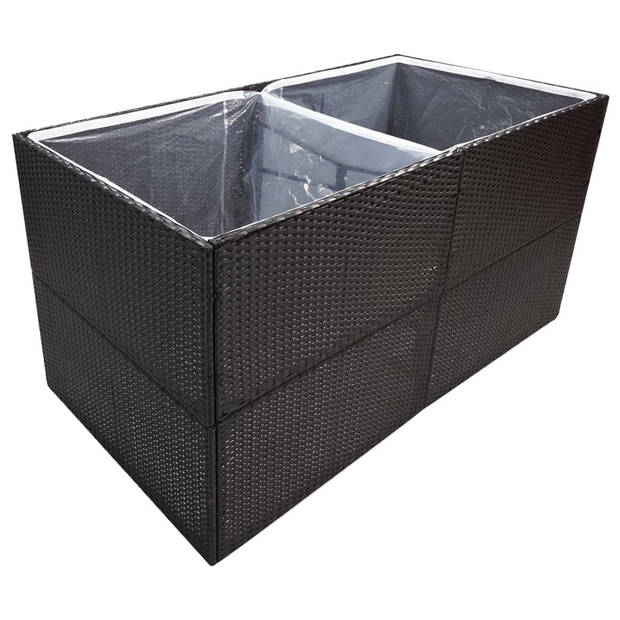 vidaXL Plantenbak 157x80x80 cm poly rattan zwart