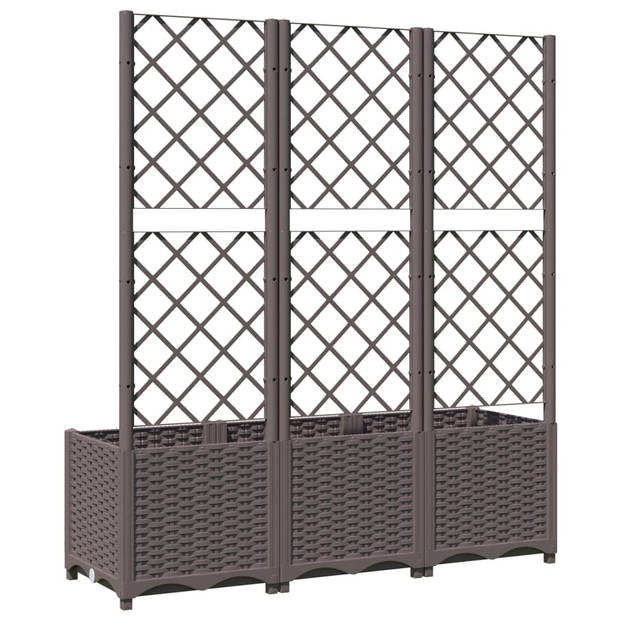 vidaXL Plantenbak met latwerk 120x40x136 cm polypropeen bruin