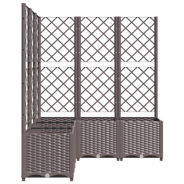 vidaXL Plantenbak met latwerk 120x120x136 cm polypropeen bruin