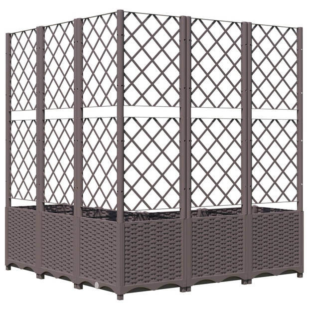 vidaXL Plantenbak met latwerk 120x120x136 cm polypropeen bruin