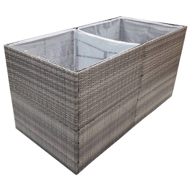 vidaXL Plantenbak 157x80x80 cm poly rattan grijs