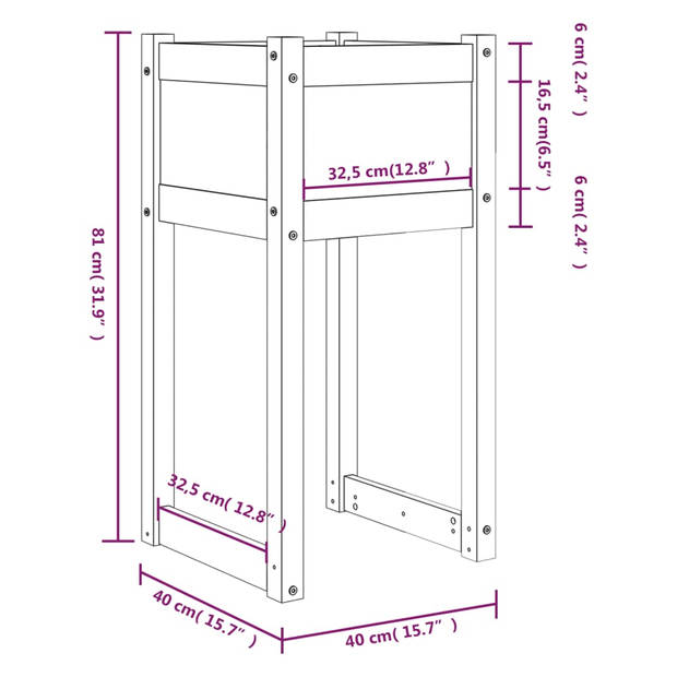 vidaXL Plantenbak 40x40x81 cm massief grenenhout grijs