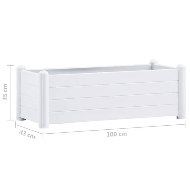 The Living Store verhoogde tuinbak - 100 x 43 x 35 cm - wit - PP materiaal