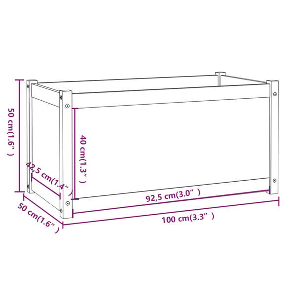 The Living Store Tuinbak Grenenhout - 100 x 50 x 50 cm - Wit