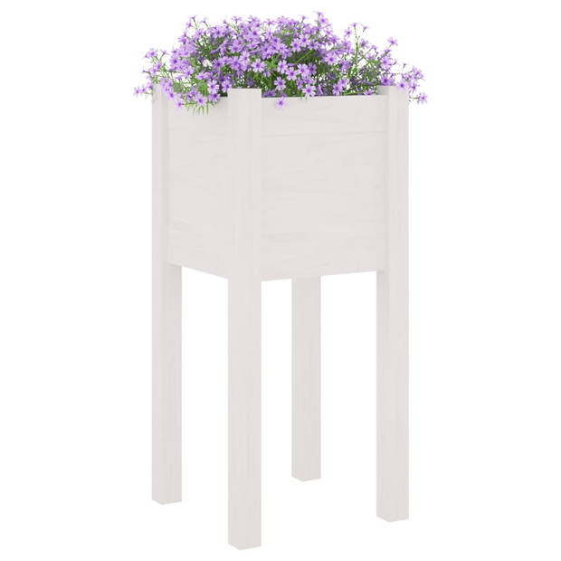 The Living Store Tuinplantenbakken - Wit - Massief Grenenhout - 31 x 31 x 70 cm - Set van 2