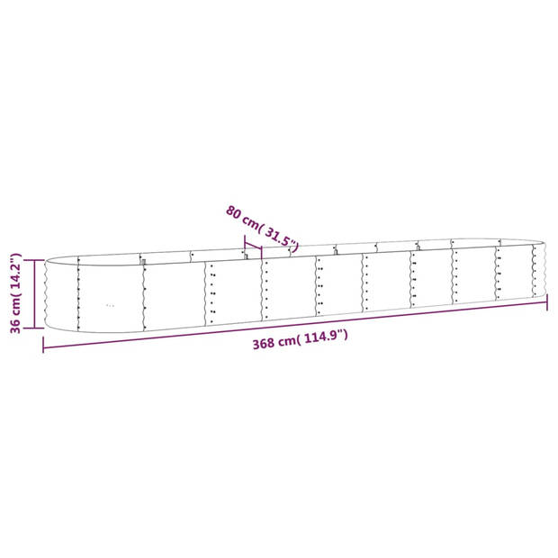 vidaXL Plantenbak 368x80x36 cm gepoedercoat staal bruin