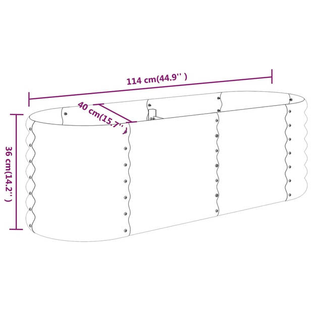 vidaXL Plantenbak 114x40x36 cm gepoedercoat staal zilverkleurig