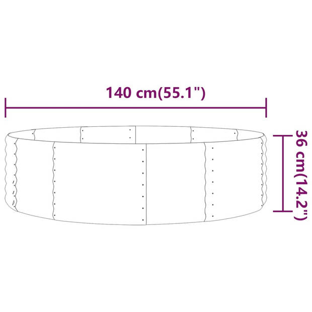 vidaXL Plantenbak 140x140x36 cm gepoedercoat staal antracietkleurig