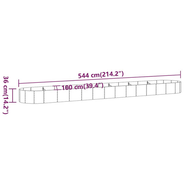 vidaXL Plantenbak 544x100x36 cm gepoedercoat staal bruin