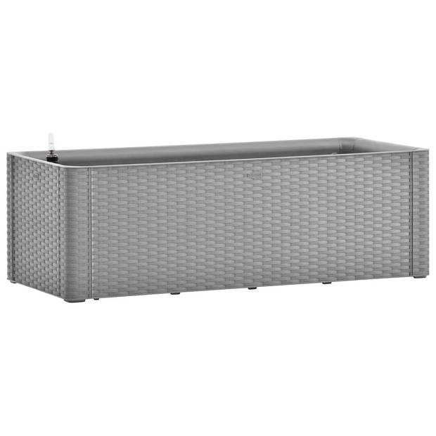 The Living Store Zelfwatergevende Tuinbak - Steengrijs - 100 x 43 x 33 cm - 90 L - PP - Rattan-look