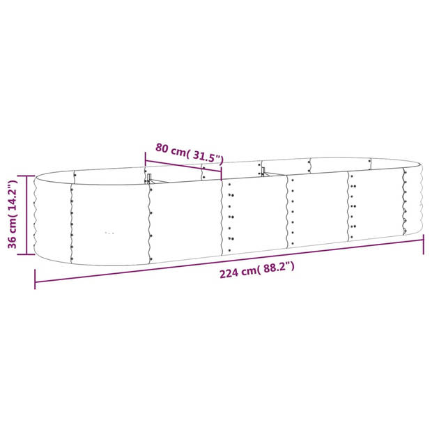 vidaXL Plantenbak 224x80x36 cm gepoedercoat staal antracietkleurig