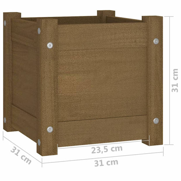 vidaXL Plantenbak 31x31x31 cm massief grenenhout honingbruin