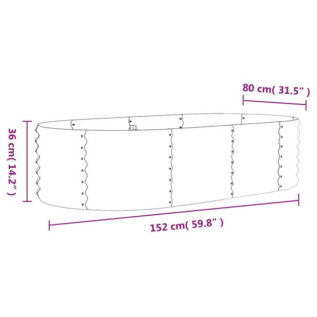 vidaXL Plantenbak 152x80x36 cm gepoedercoat staal grijs