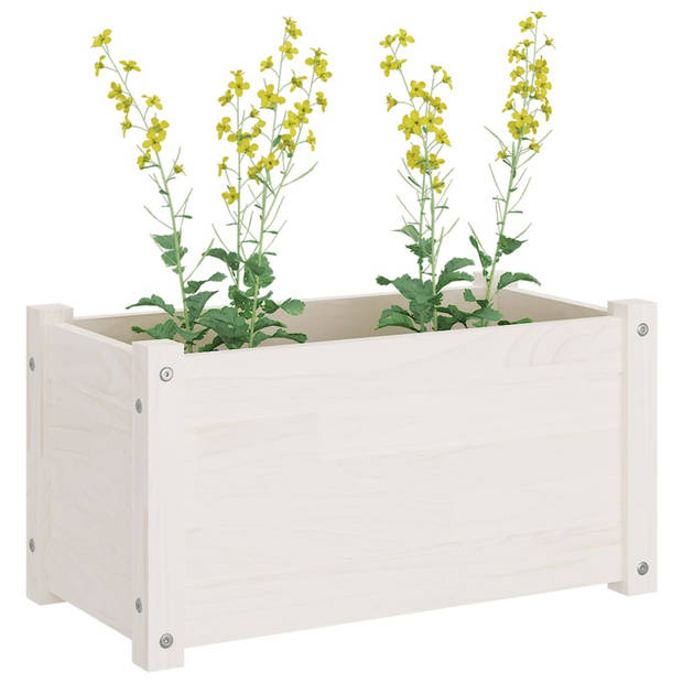 vidaXL Plantenbak 60x31x31 cm massief grenenhout wit