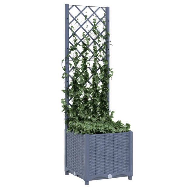 vidaXL Plantenbak met latwerk 40x40x136 cm polypropeen donkergrijs