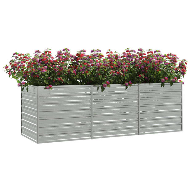 vidaXL Plantenbak verhoogd 240x80x77 cm gegalvaniseerd staal zilver