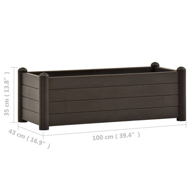 The Living Store Verhoogde Tuinbak - 100 x 43 x 35 cm - Mokka - 80 L