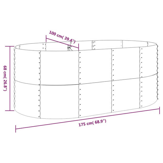 vidaXL Plantenbak 175x100x68 cm gepoedercoat staal zilverkleurig