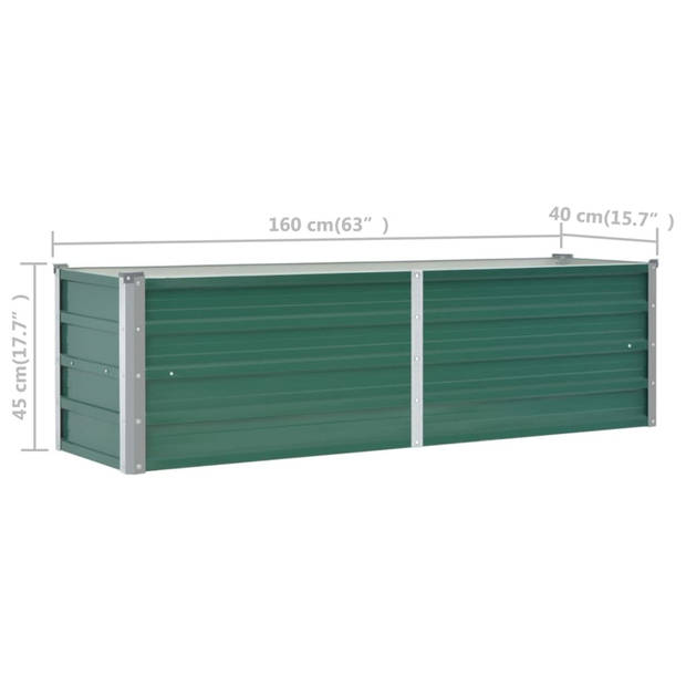 vidaXL Plantenbak verhoogd 160x40x45 cm gegalvaniseerd staal groen