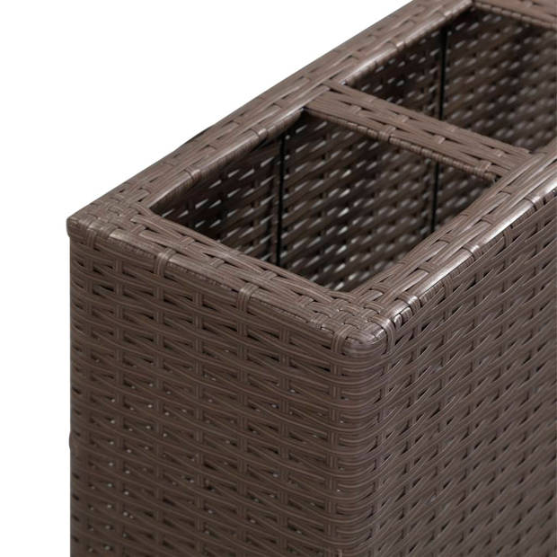 vidaXL Plantenbak verhoogd met 4 potten 80x22x79 cm poly rattan bruin