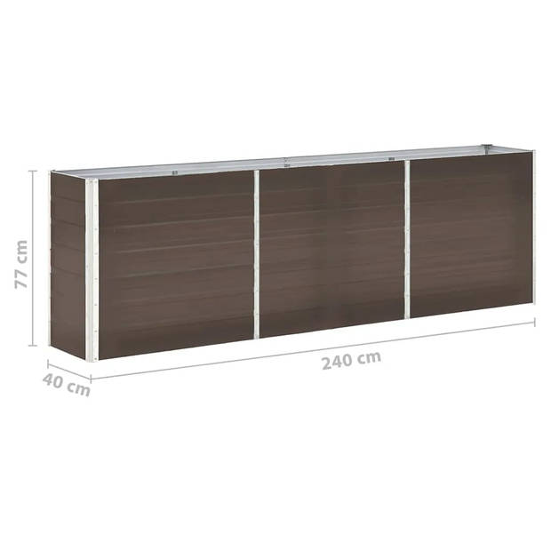 vidaXL Plantenbak verhoogd 240x40x77 cm gegalvaniseerd staal bruin