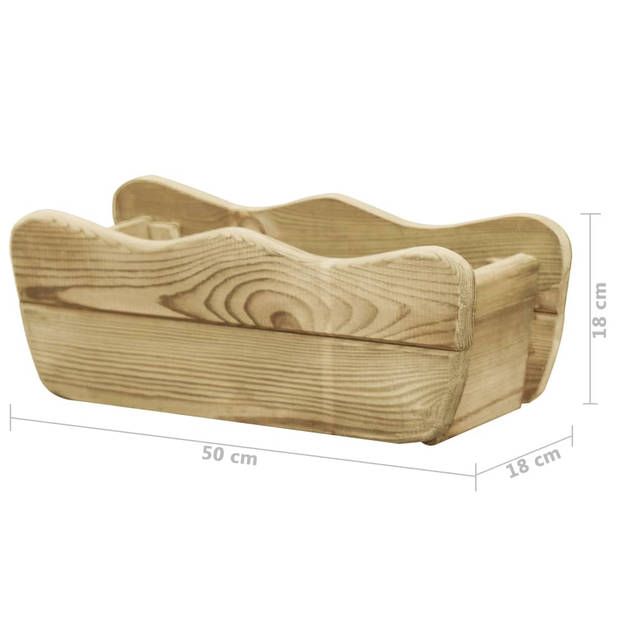 The Living Store Tuinbak - Grenenhout - 50 x 18 x 18 cm - Met golfachtige randen