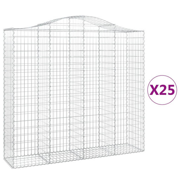 The Living Store Schanskorf Gabion - 200 x 50 x 180/200 cm - Duurzaam gegalvaniseerd ijzer - Stabiele constructie -