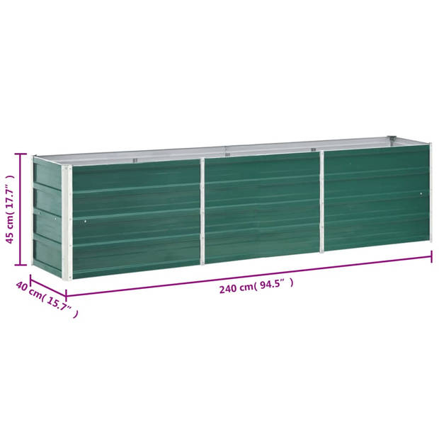 The Living Store Verhoogde Tuinbak - Gegalvaniseerd Staal - 240 x 40 x 45 cm - Groen