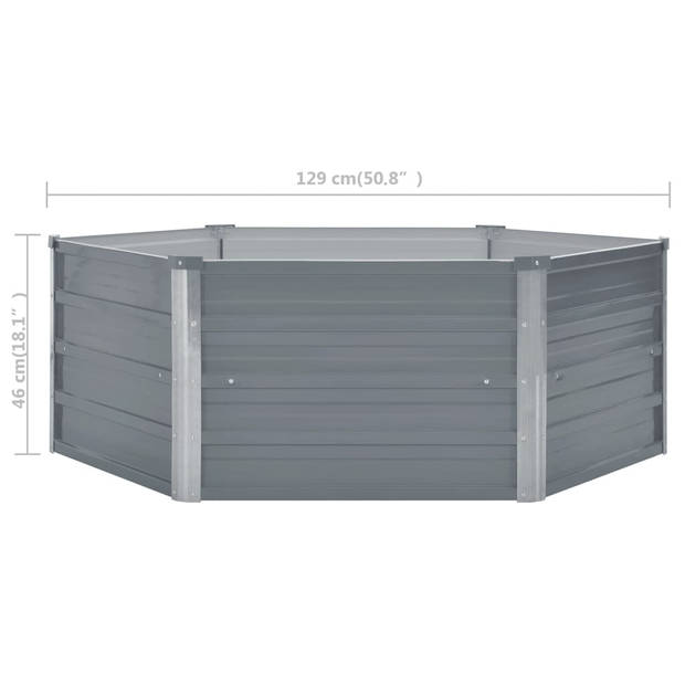 The Living Store Verhoogd Tuinbed - Gegalvaniseerd Staal - 129x129x46cm - Grijs