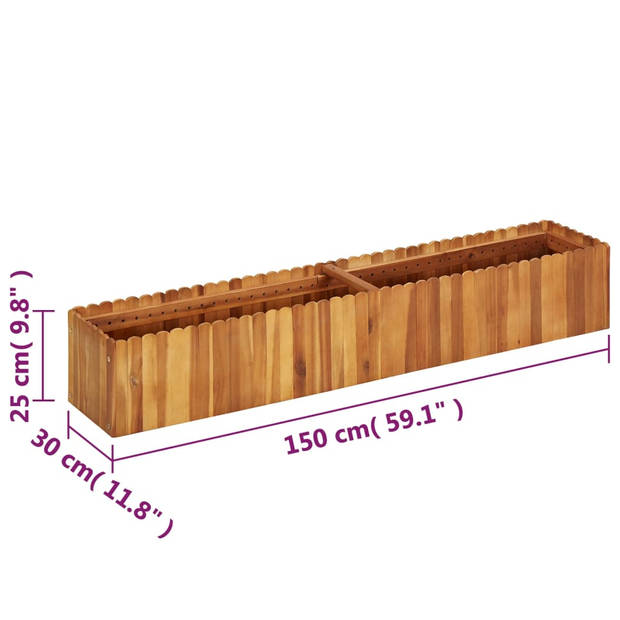 vidaXL Plantenbak verhoogd 150x30x25 cm massief acaciahout