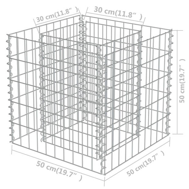 vidaXL Gabion plantenbak verhoogd 50x50x50 cm gegalvaniseerd staal