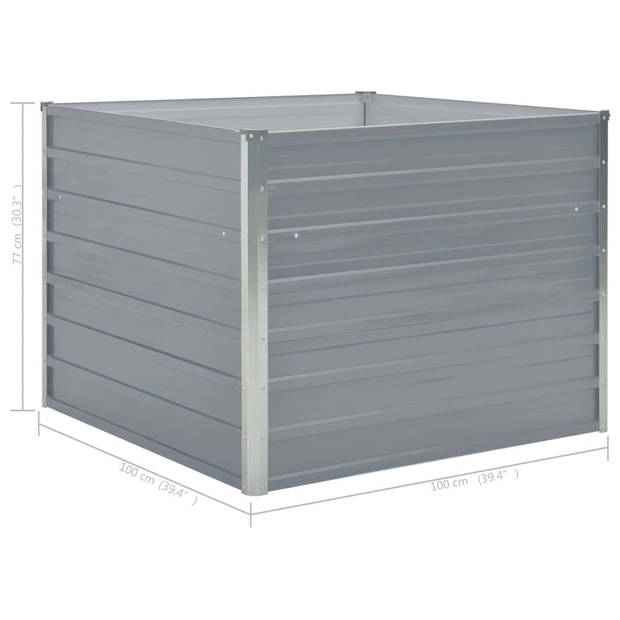 The Living Store Verhoogd Tuinbed - Afmetingen- 100 x 100 x 77 cm - Gegalvaniseerd Staal - Grijs