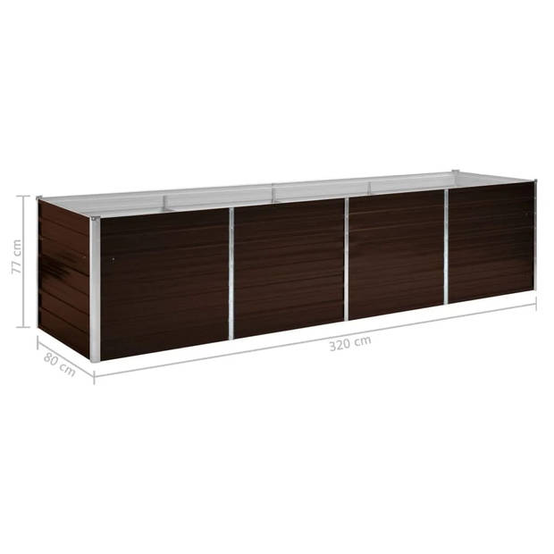 vidaXL Plantenbak verhoogd 320x80x77 cm gegalvaniseerd staal bruin