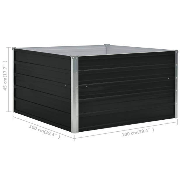 The Living Store Verhoogd Tuinbed - Staal - 100x100x45cm - Antraciet