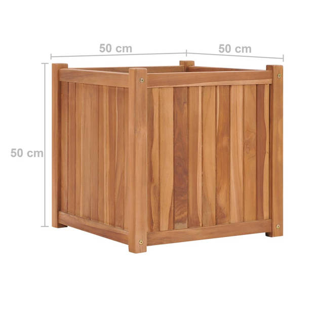 vidaXL Plantenbak verhoogd 50x50x50 cm massief teakhout