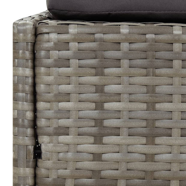 The Living Store Ligbed met Dak - Grijs - PE-rattan - 200 x 114 x 128 cm - Schuimkussen