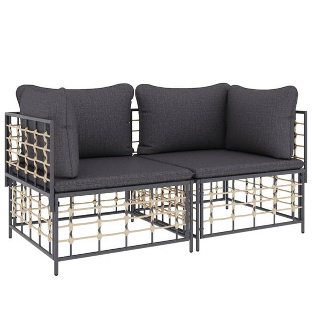 The Living Store Hoekbank - Antraciet - Poly Rattan - 72x72x66 cm - Weerbestendig - Stabiel Frame - Comfortabele