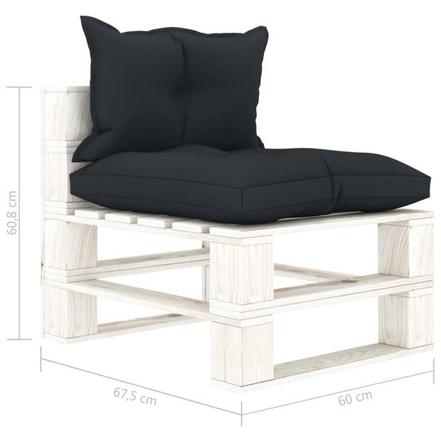 vidaXL 4-delige Loungeset met antracietkleurige kussens pallet hout