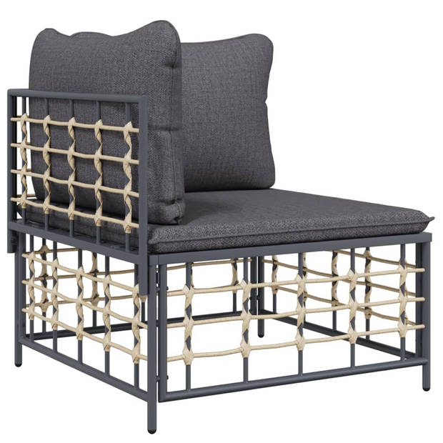 The Living Store Loungeset - Hoekbank Antraciet - Poly rattan