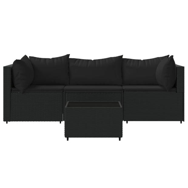 The Living Store Loungeset s Schwarz - Modular - Wetterfest - PE-Rattan