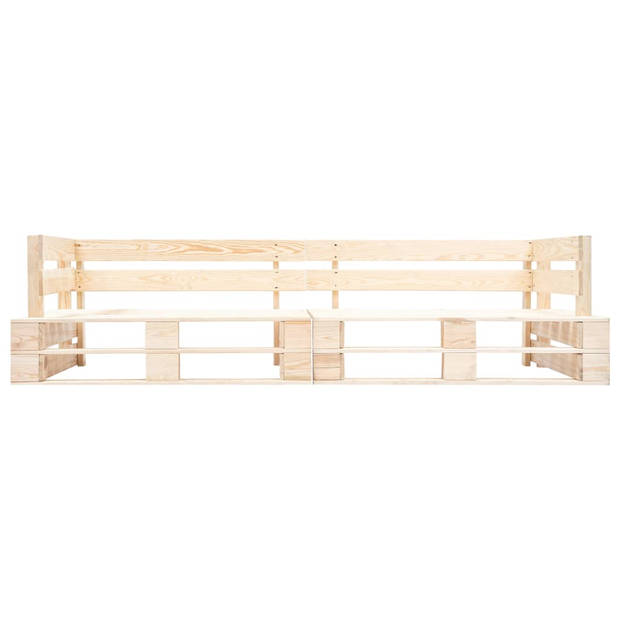 The Living Store Pallet bankenset - Grenenhout - 220 x 66 x 65 cm - Rood kussen