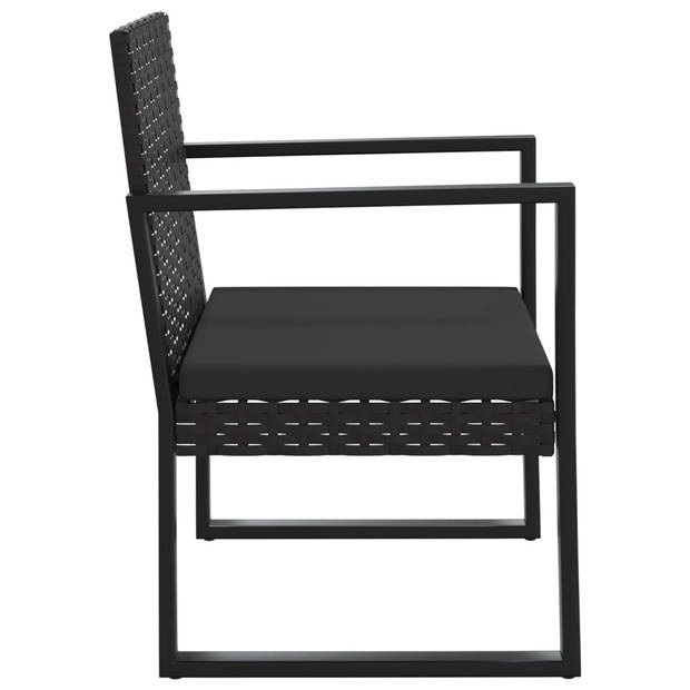 The Living Store Loungeset - Zwarte PE-rattan tuinmeubelen - 1 x tafel - 1 x dubbele zitbank - 2 x eenzitsbank - 3 x