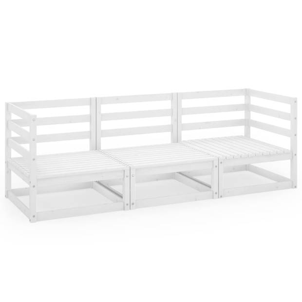 The Living Store Grenenhouten Modulaire Loungebank - 3-zits - wit - 70 x 70 x 67 cm (B x D x H)