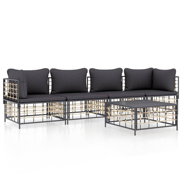 The Living Store Lounge set s Hoekbank - Antraciet - 72x72x66 cm - Weerbestendig