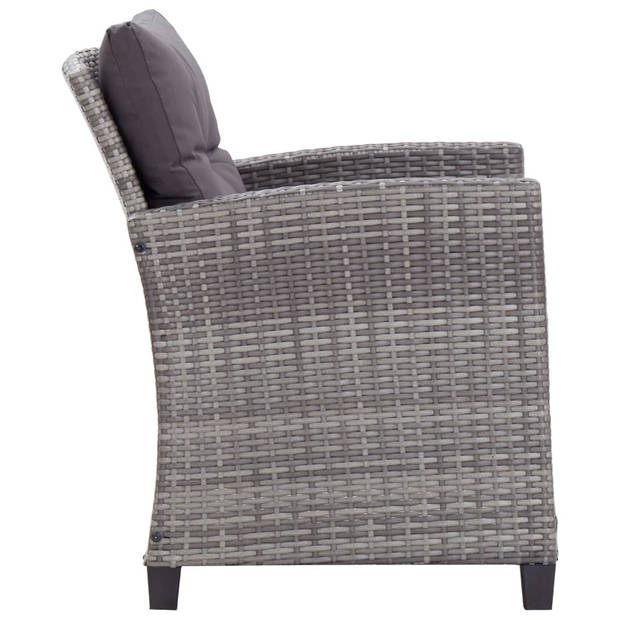 The Living Store Loungeset - Donkergrijs - poly rattan - 124 x 68 x 77 cm - weerbestendig